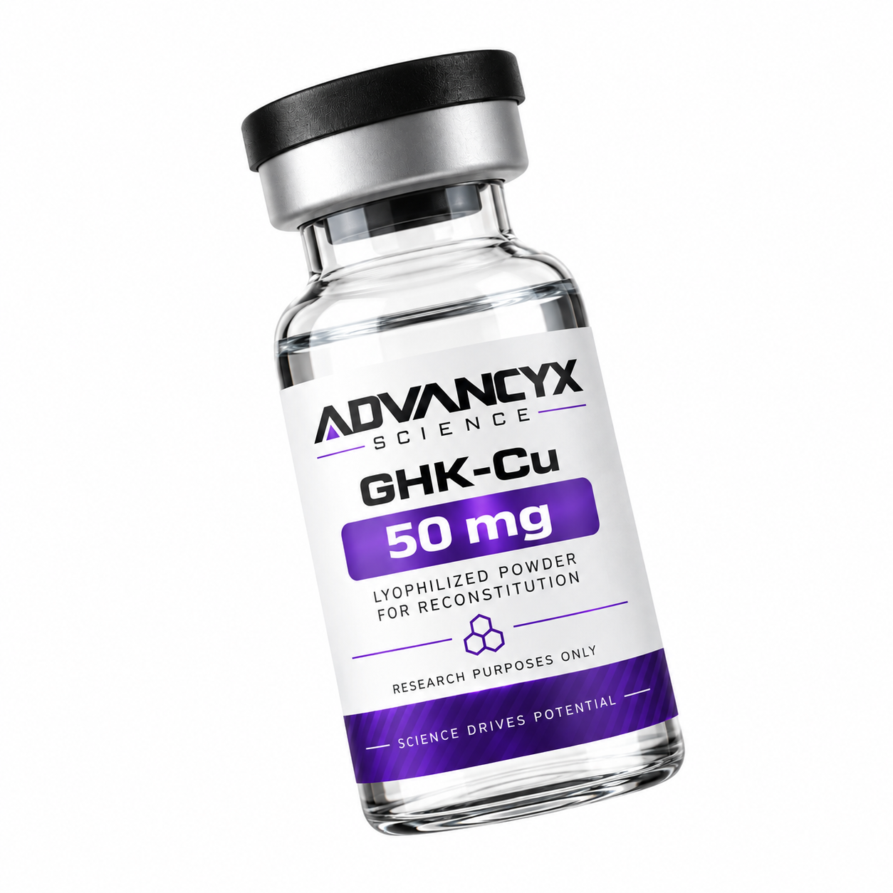 GHK-Cu research vial by Advancyx Science